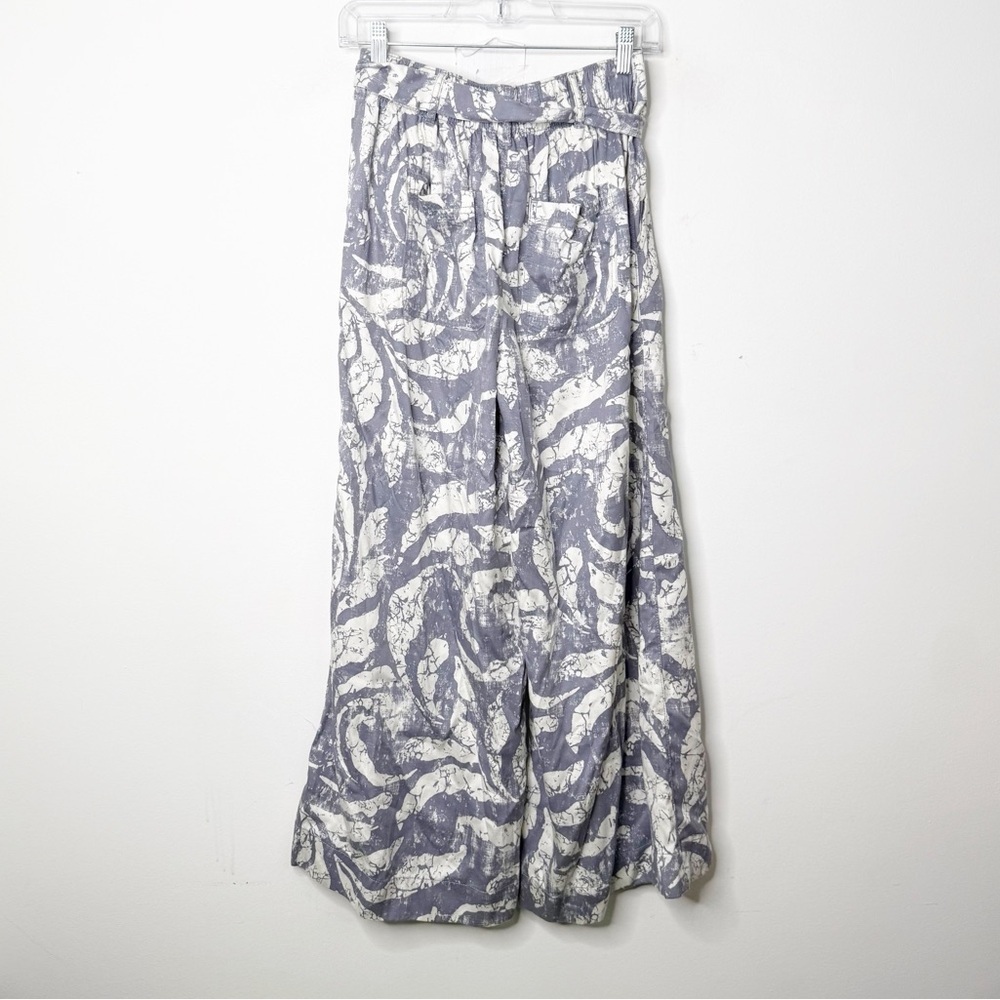 JOIE | Gray White Wide Leg High Waisted Swirl Print Pants with Tie Belt Small - Picture 4 of 4